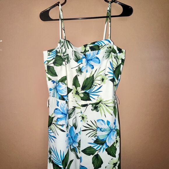 Banana Republic Women's Blue White Floral Romper Dress - Size 10 - Picture 10 of 12